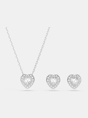 Ensemble de bijouterie Swarovski Ariana Grande en forme de Cœur à facettes mixtes, plaqué rhodium - Image 3 sur 8