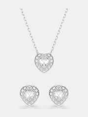 Ensemble de bijouterie Swarovski Ariana Grande en forme de Cœur à facettes mixtes, plaqué rhodium - Image 8 sur 8