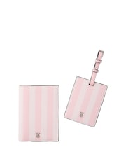 Victoria's Secret Heritage Stripe Pink Passport Holder and Luggage Tag Set - Image 2 of 4