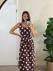Style Cheat Chocolate Spot Devika Fit And Flare Dress - Image 1 of 4