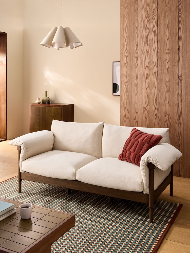 MADE.COM Natural Stone Woven Slub Plain Solen Sofa - Image 1 of 4 MADE.COM Natural Stone Woven Slub Plain Solen Sofa - Image 1 of 4