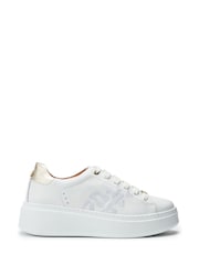 Bela - Moda in Pelle Ambretta Leopard Stitch Feature White Trainers - Slika 1 iz 4