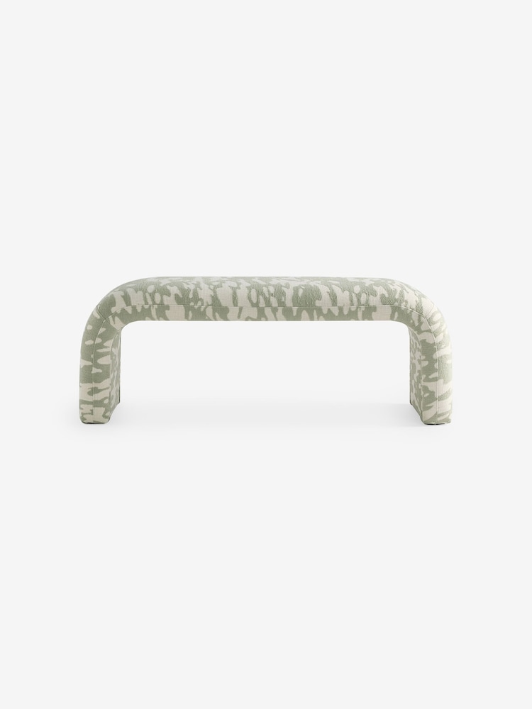 MADE.COM Natural and Sage Green Embossed Chenille Beryl Bench - Image 5 of 5