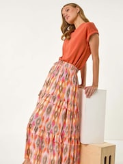Roman Pink Diamond Contrast Foil Print Skirt - Image 1 of 5