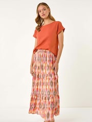 Roman Pink Diamond Contrast Foil Print Skirt - Image 2 of 5