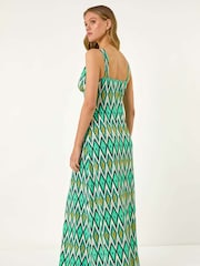 Roman Green Geometric V-Neck Maxi Dress - Image 3 of 5