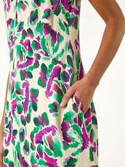 Roman Purple Abstract Print Sleeveless Midi Dress - Image 5 of 5