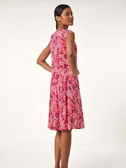 Roman Pink Ditsy Floral Print Keyhole Twist Dress - Image 2 of 5