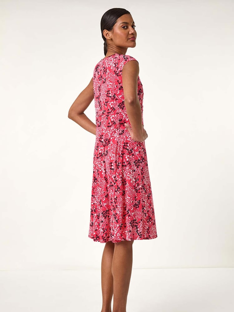 Roman Pink Ditsy Floral Print Keyhole Twist Dress - Image 2 of 5