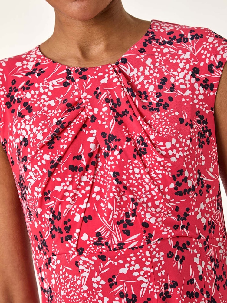 Roman Pink Ditsy Floral Print Keyhole Twist Dress - Image 5 of 5