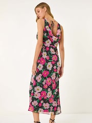 Roman Floral Print Cowl Neck Midi Dress - Bild 3 von 5
