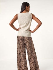 Roman Natural Buttoned Stretch Vest Top - Image 3 of 5