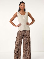 Roman Natural Buttoned Stretch Vest Top - Image 4 of 5