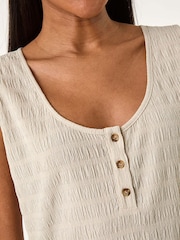 Roman Natural Buttoned Stretch Vest Top - Image 5 of 5