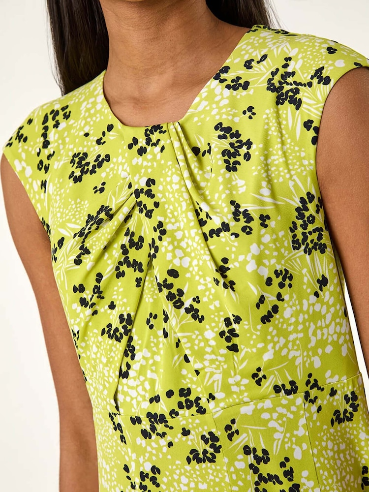 Roman Green Ditsy Floral Print Keyhole Twist Dress - Image 5 of 5