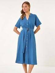 Roman Blue Look Belted Shirt Dress - Image 2 of 5