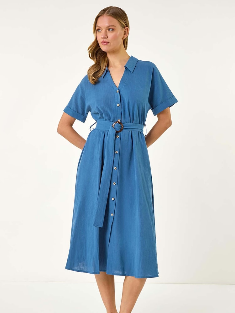 Roman Blue Look Belted Shirt Dress - Image 2 of 5