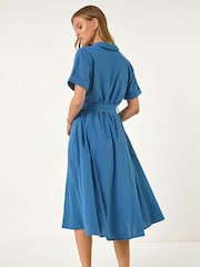 Roman Blue Look Belted Shirt Dress - Image 3 of 5