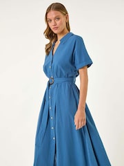 Roman Blue Look Belted Shirt Dress - Image 4 of 5