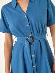 Roman Blue Look Belted Shirt Dress - Image 5 of 5