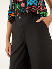 Roman Black Elastic Waist Button Wide Leg Shorts - Image 5 of 5