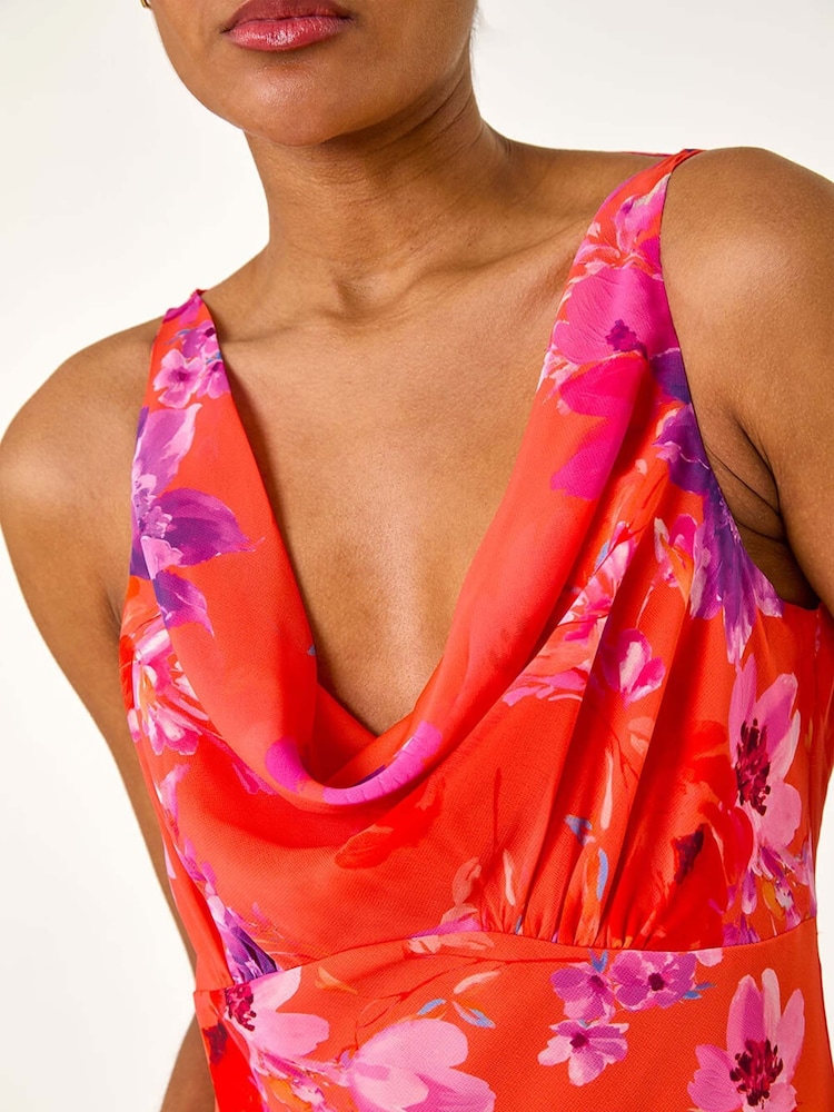Roman Floral Cowl Neck Midi Dress - Imagen 5 de 5 Roman Floral Cowl Neck Midi Dress - Imagen 5 de 5
