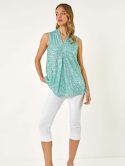 Roman Blue Chrome Sequin Front Pleat Vest - Image 1 of 5