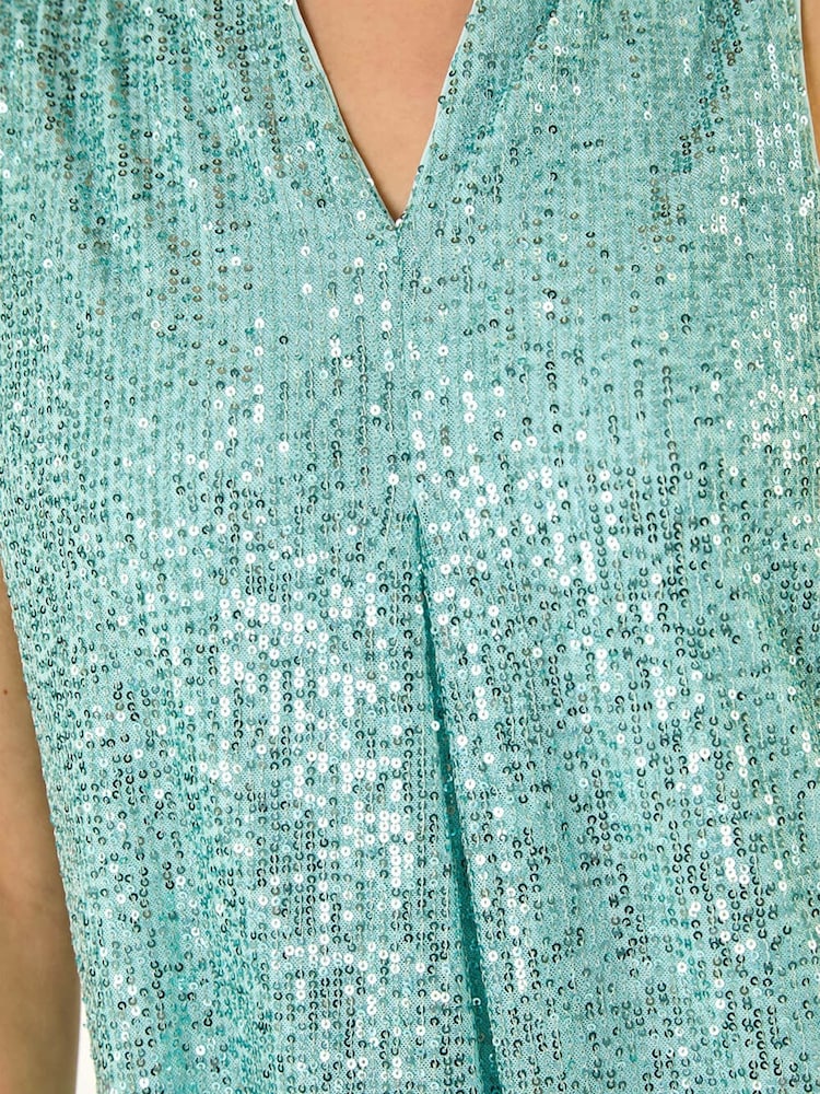 Roman Blue Chrome Sequin Front Pleat Vest - Image 5 of 5