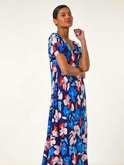 Vestido camisa assimétrico com estampa floral romana - Imagem 2 de 5
