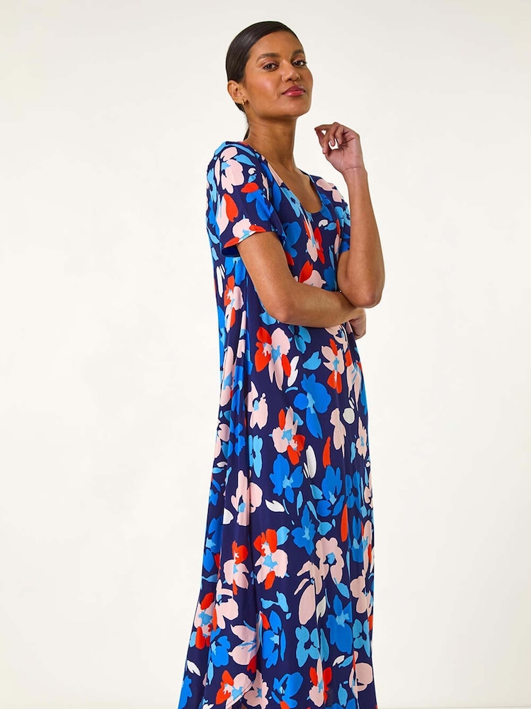 Vestido camisa assimétrico com estampa floral romana - Imagem 2 de 5