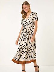 Roman White Linear Border Shirt Dress - Image 1 of 5