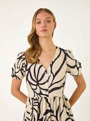 Roman White Linear Border Shirt Dress - Image 4 of 5