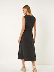 Roman Black Panel Detail 100% Cotton Midi Dress - Image 3 of 5