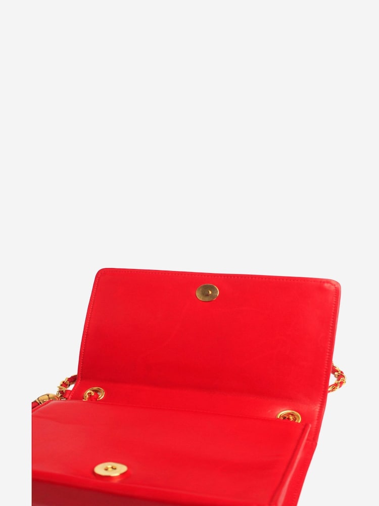 Chanel Red Quilted Lambskin Cross-Body Bag - Image 10 of 10
