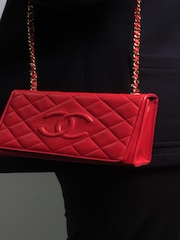 Chanel Red Quilted Lambskin Cross-Body Bag - Image 2 of 10