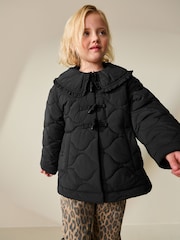 Black Shower Resistant Quilted Collar Jacket (4-14yrs) - Image 1 of 3