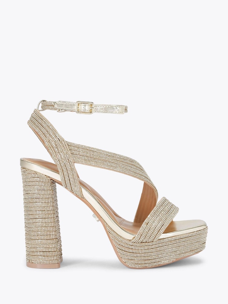 Carvela Gold Gala Platform Jewel Sandals - Image 1 of 4