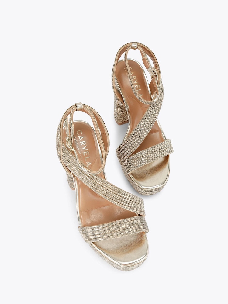 Carvela Gold Gala Platform Jewel Sandals - Image 2 of 4