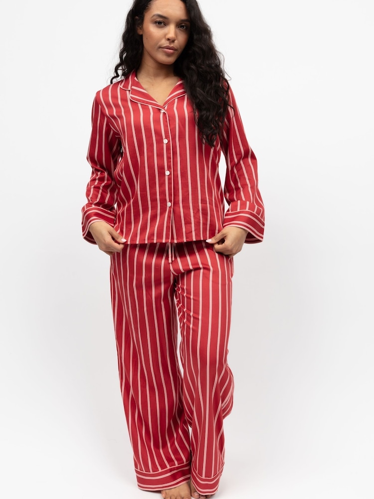 Fable and Eve Red Wide Leg Long Sleeve Pyjamas Set - Image 1 of 4