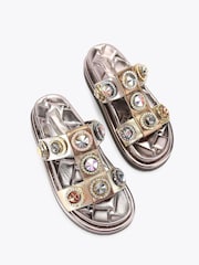 Kurt Geiger London Gold Orson Crystal Sandals - Image 3 of 5
