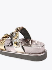 Kurt Geiger London Gold Orson Crystal Sandals - Image 4 of 5