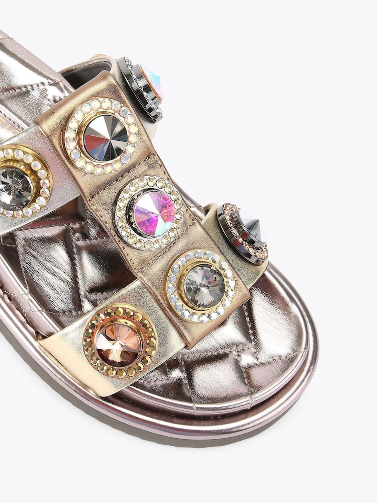 Kurt Geiger London Gold Orson Crystal Sandals - Image 5 of 5