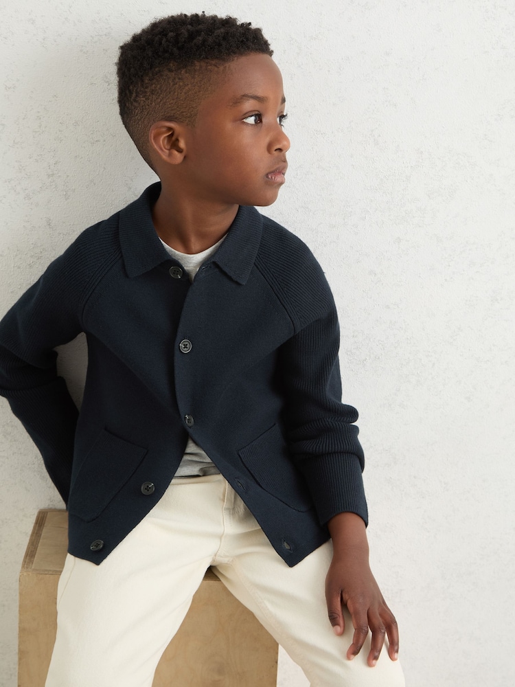 Reiss Navy Fitzgerald Cardigan - Image 1 of 4 Reiss Navy Fitzgerald Cardigan - Image 1 of 4