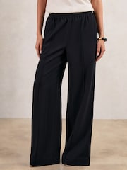 Reiss Navy Robyn Wide Leg Elasticated Waist Trousers - Image 3 of 6