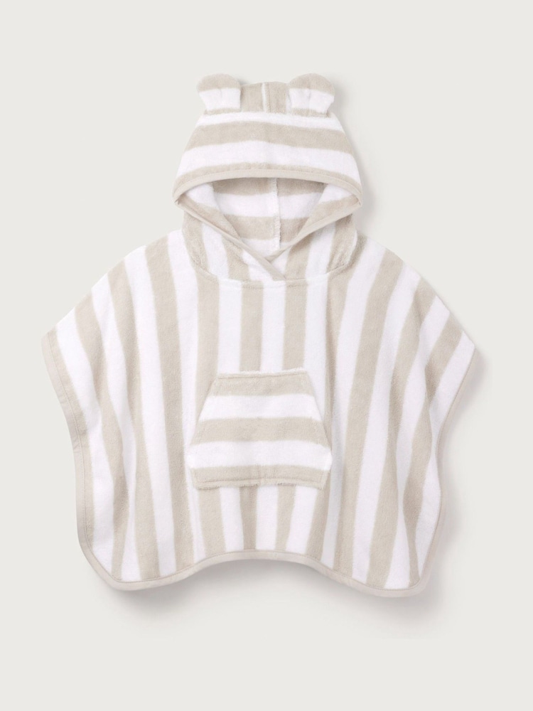 The White Company Cream Pebble Stripe Towelling 100% Cotton Hoodie - Image 1 of 2