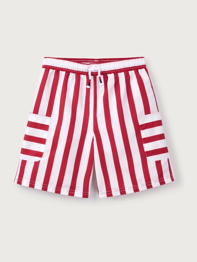 The White Company Red Recycled Bold Stripe Swim Shorts - Image 1 of 2