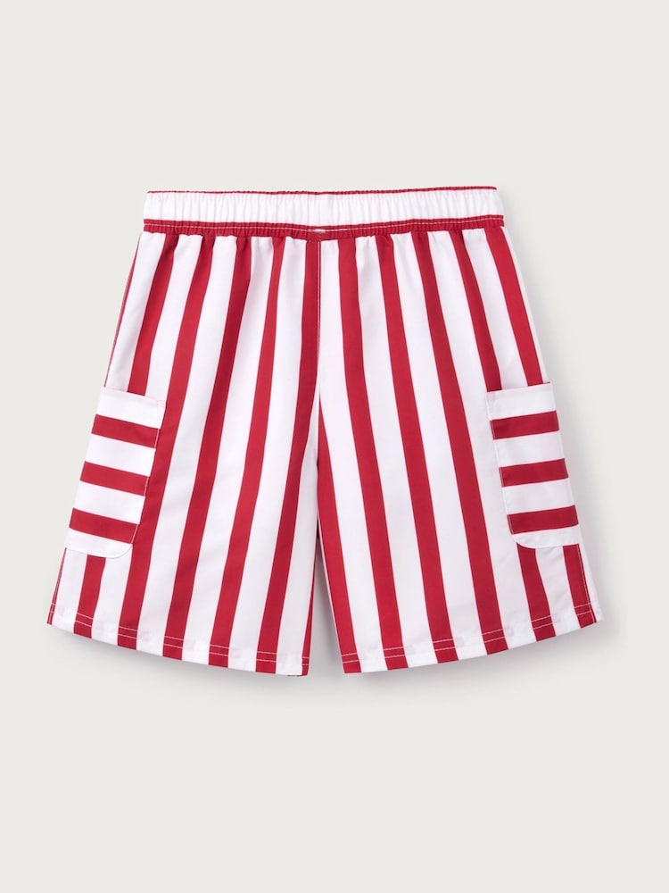 The White Company Red Recycled Bold Stripe Swim Shorts - Image 2 of 2