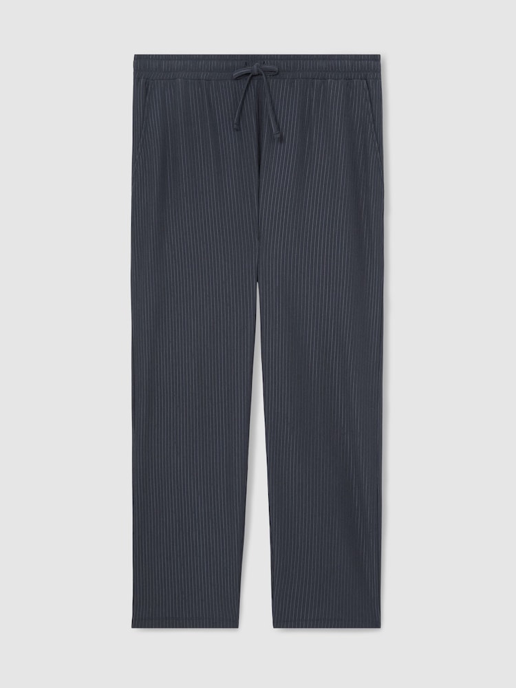 Reiss Petrol Blue Anderson Textured Stripe Drawstring Trousers - Image 2 of 7