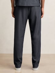 Reiss Petrol Blue Anderson Textured Stripe Drawstring Trousers - Image 5 of 7