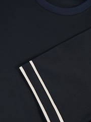 Reiss Navy Blue Oscar Textured Crew-Neck Tipped T-Shirt - Image 5 of 5